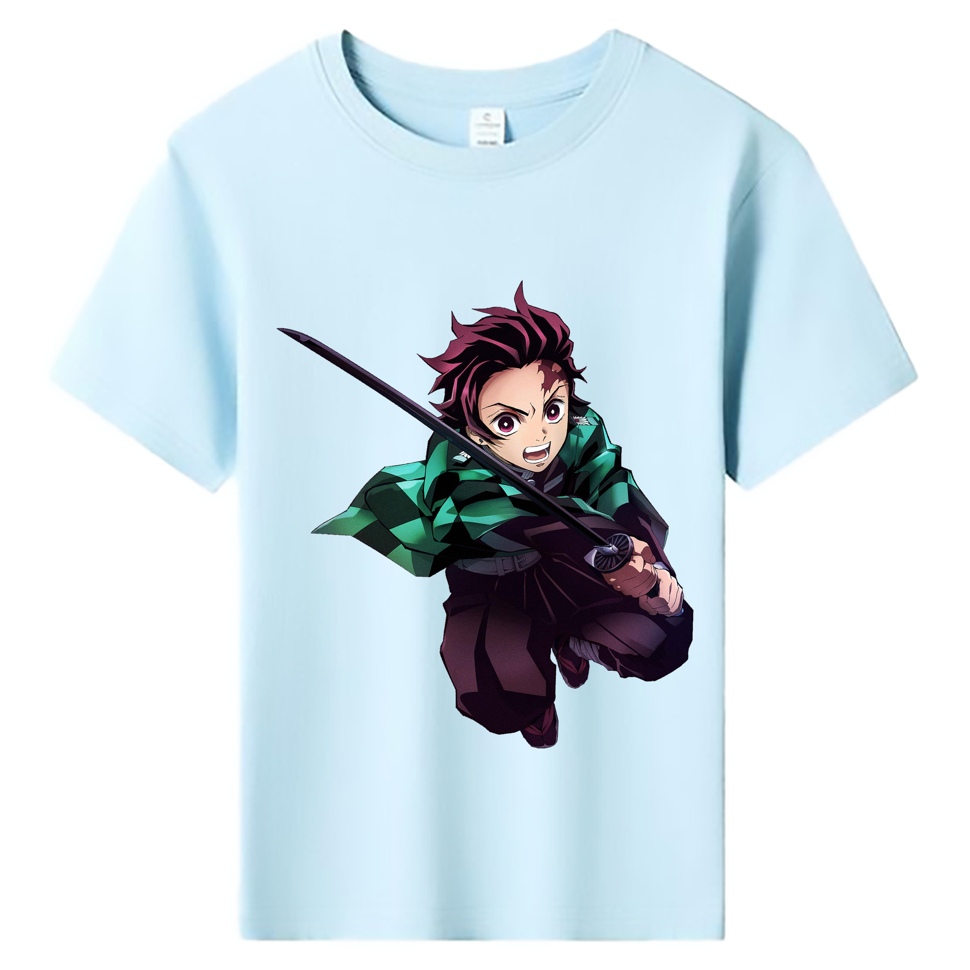 （画像用） 鬼滅の刃 竈門 炭治郎／かまど たんじろう Kamado Tanjirou 綿100％キッズTシャツ（フロントプリント）